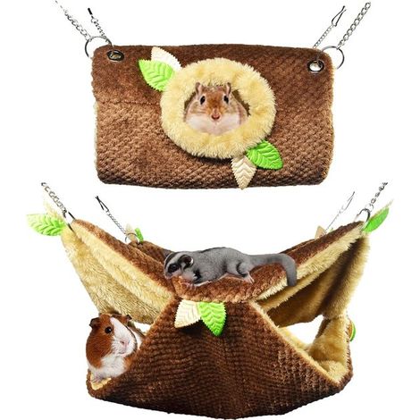 Hängemattentunnelartige, warme Schlafplätze für Kleintiere (Gleithörnchen, Eichhörnchen, Hamster, Papageien, Mäuse, Chinchillas, Flughörnchen, Ratten) (1/2)