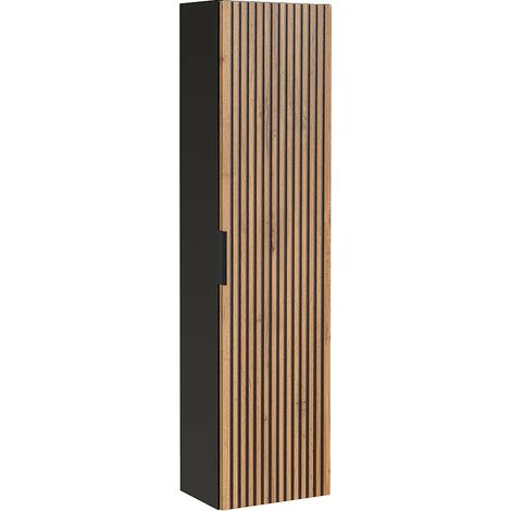 Colonna per bagno sospesa H140 cm  Naturale chiaro e Nero - MADELA (1/5)