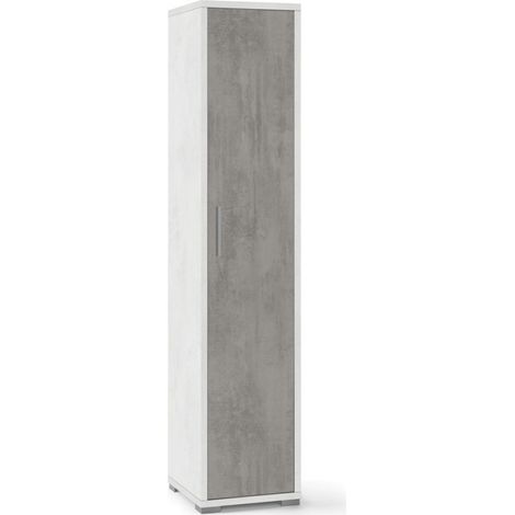 Schmaler Mehrzweckschrank aus Cement White Holz 39x41x H182 cm