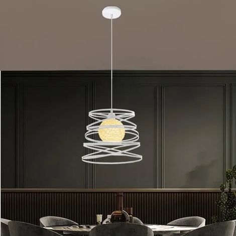 Yowei Suspension Luminaire Vintage Salon Blanc Lustre Plafonnier Industrielle en Cage Métal Style Edison pour Salon Chambre (1/5)