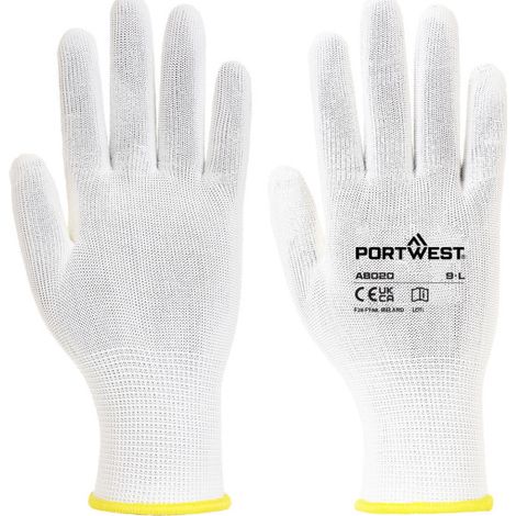 Guantes de manipulación Assembly, galga 13 (360 pares) Blanco PORTWEST AB020 M