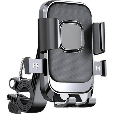 Support de téléphone pour moto, support de téléphone rotatif monté sur guidon/rétroviseur, support antichoc adapté aux scooters/vélos, noir. (1/5)