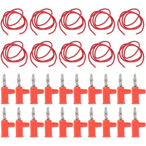 10-teiliges Bananenstecker-Prüfleitungsset (4 mm Bananenstecker, 1 mm² Prüfleitungen) für elektrische Prüfungen, Rot (1/4)