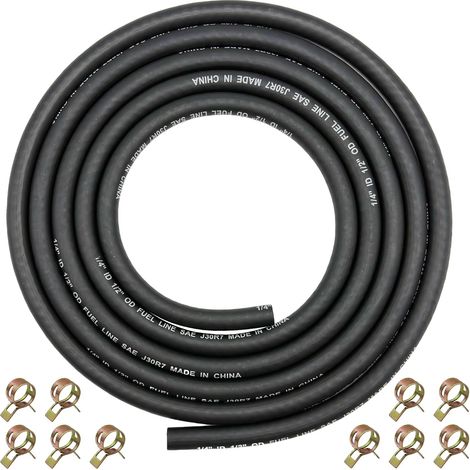Ø6mm 1/4" Fuel Hose Kit Fuel Hose 2.4 Meter for Small Engines Mini Bike ATV Generator with 10 Pieces Clamps (1/5)