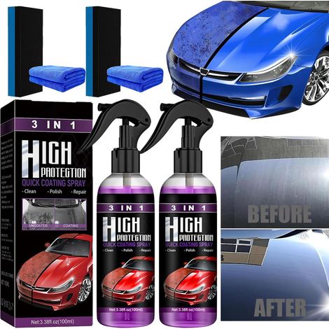 High Protection 3 en 1 Voiture Spray, Protection Voiture Crystal Coating Spray, Traitement Ceramique Voitures Polish Spray, Revêtement en Céramique De Voitures, pour Nettoyant Voiture (2PCS,200ML) (1/5)