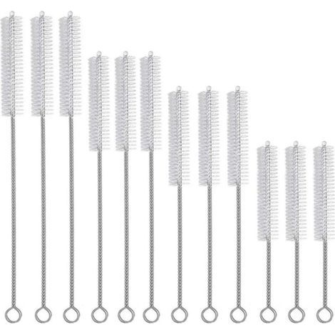 12 Pièces Tube Brosse de Nettoyage, Brosses de Nettoyage en Nylon, Goupillon Nettoyage en Acier Inoxydable, Goupillon Nettoyage à Paille Petites, pour Nettoyer Les pailles, Les Tubes de Bouteille (1/5)