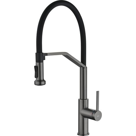 Miscelatore cucina Véneto flessibile finitura gun metal spazzolato [ IMEX® ]