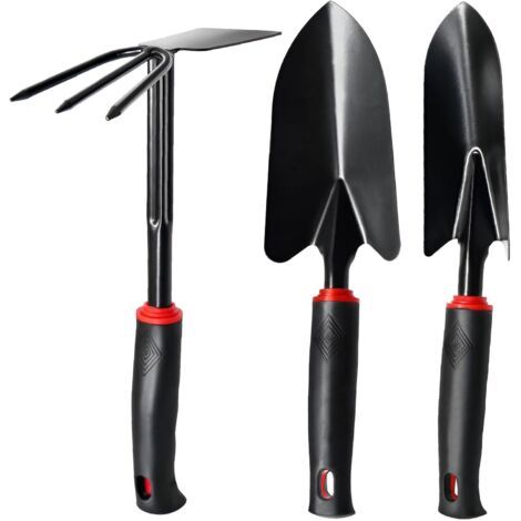 QORVA-Kit de jardinage 3 pièces - Acier inoxydable, pelle/houe/transplantoir (1/5)