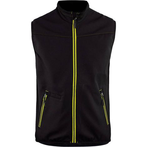 Gilet da lavoro in softshell senza maniche stretch 3850 Nero/Giallo fluorescente L (1/2)