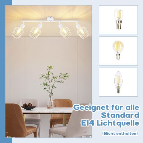 GBLY Plafonnier LED 4 Spots pivotant E14 - Spot de plafond à 4 lampes en métal, style rétro, spot vintage pivotant à 350° pour cuisine, chambre à coucher, salon (1/4)