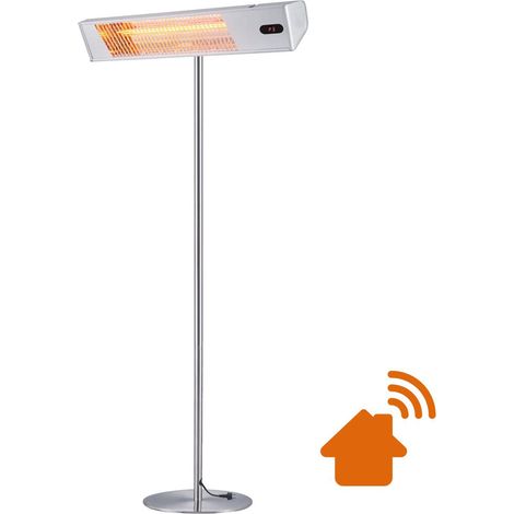 Sined Warm Ira Inox Pole Wifi Outdoor Heating Lamp 2000 With Complete Grey Pole Kit Ira Chauffage Dexterieur a Ondes Courtes Et Telecommande Avec Grille De Protection Et Affichage