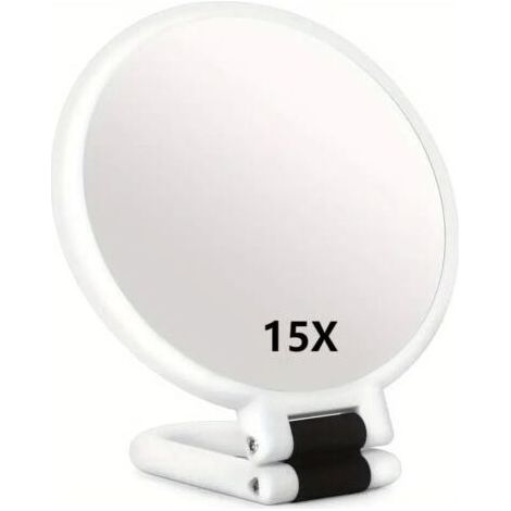 Pair Lntyq Miroir grossissant 15x miroir pliant double face avec poignée, miroir de maquillage de poche miroir teinté miroir pliant de coiffeur adapté à divers détails de maquillage,Miroir Double Face (1/5)