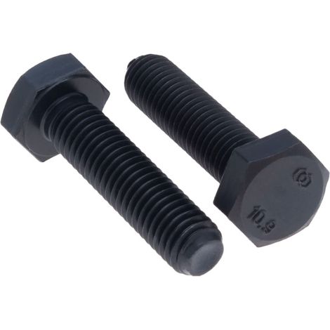 M10x30 Sechskantschrauben, hochfester Stahl, schwarze Sechskantschrauben, Zylinderschrauben für Metallkonstruktionen, Maschinen, Heimwerkerarbeiten, Festigkeitsklasse 10.9 DIN933 (10er-Packung)