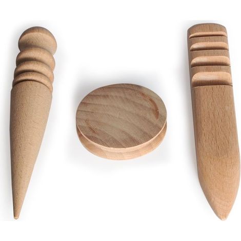 Abgerundeter Holzglätter – 3er-Set – Massives braunes Holz – Werkzeug zur Lederbearbeitung – Für Bastelarbeiten und kreative Hobbys – 15 cm (1/5)
