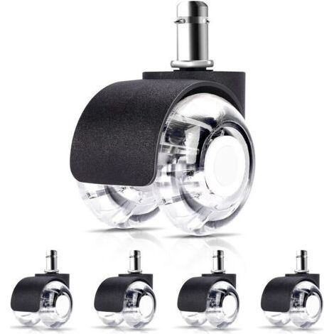 5 Roulette pour Chaise de Bureau 11 x 22 mm - Convient pour tous les sols - Roulements Silencieux à 360°. Résistantes à l'Abrasion sur sols durs et Tapis - Roues Pivotantes Universelles (1/5)