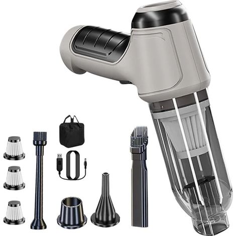 Aspirateur Voiture Sans Fil Rechargeable Portable, Nettoyeur Main Puissant pour Auto Maison (1/5)
