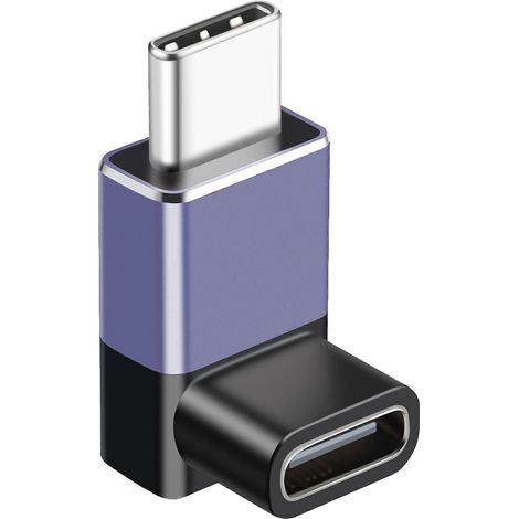 Adaptateur USB-C à 90 degrés, adaptateur standard Type-C mâle vers femelle, câble d'extension USB-C mâle vers femelle, convient aux ordinateurs portables, tablettes et téléphones portables, violet. (1/5)