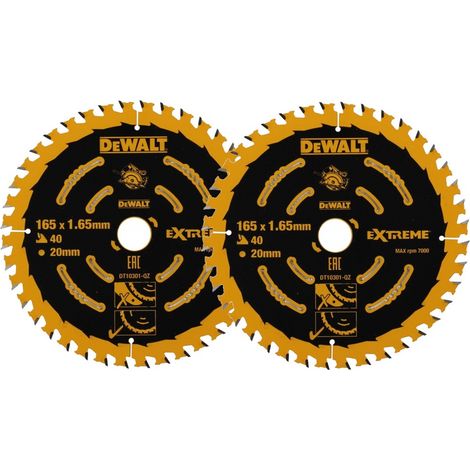 2x Dewalt DT10301 Circular Saw Blade 165 x 20mm x40 Tooth Extreme Framing DWE550 (1/4)