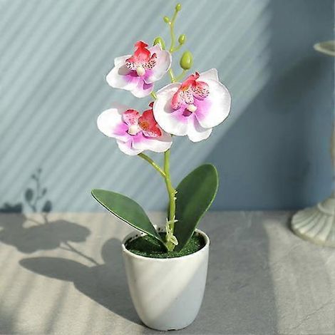 Bonsaï artificiel réaliste, durable, aux couleurs vives, en soie artificielle, en forme de papillon ou d'orchidée, pour décoration de bureau ou de fête.blanc (1/2)