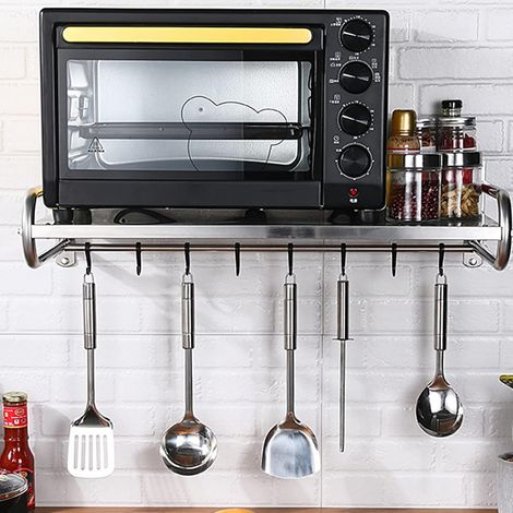Edelstahl Mikrowelle Regal Küche Mikrowellenhalterung Wand Mikrowelle Backofen Wandhalterungen Regal mit 6 Halterung