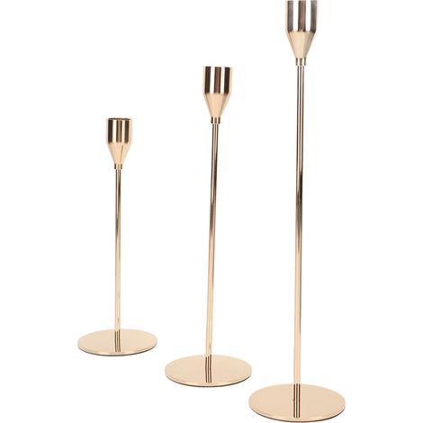 Porte-bougie doré brillant, support métallique rétro pour décoration de table élégante (1/5)