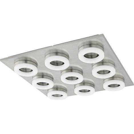 Lampe de plafond carrée Palena 9 faux en nickel - 78689
