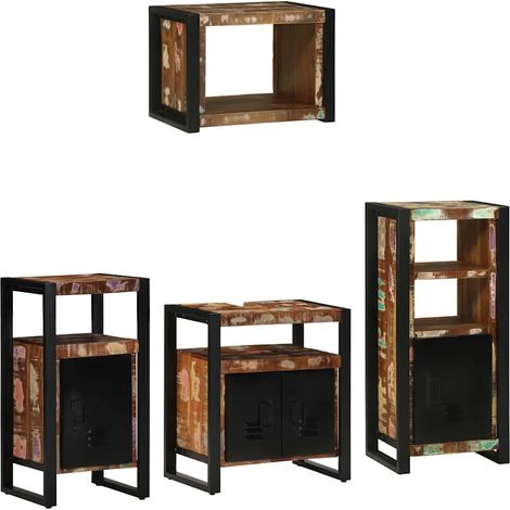 Badezimmermöbel-Set mit Regal 4 pcs Massives upgecyceltes Holz