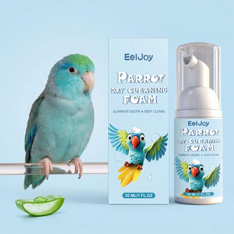 Mousse nettoyante à sec pour perroquets - Désodorisante, nettoyante pour les plumes et produit de toilettage pour petits oiseaux - 30 ml (1/5)