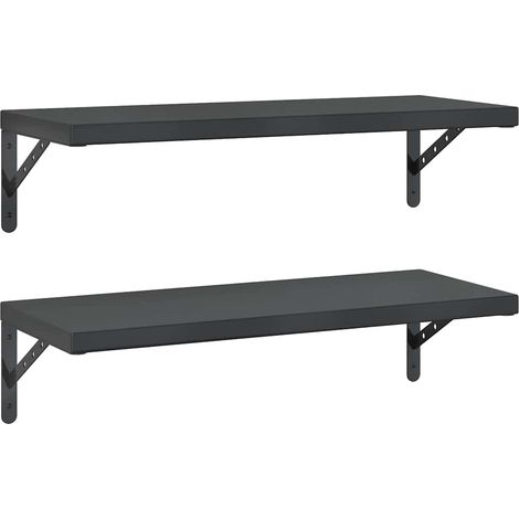 vidaXL Scaffale in acciaio inossidabile - Mensole a Muro 2 pz 75x30 cm Nero in Acciaio Inossidabile (1/5)