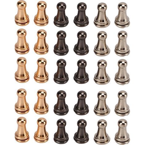 Set mit 30 massiven Messing-Rundkopfnieten, hohe Härte, ausgezeichnete Zähigkeit, Knopfnieten für Ledertaschen und Gürtel (1/5)