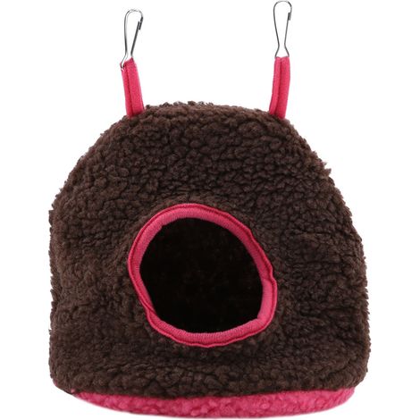 Nid de perroquet polaire berbère hamac en peluche chaud suspendu balançoire lit grotte pour oiseau de compagnie marron foncé (1/5)