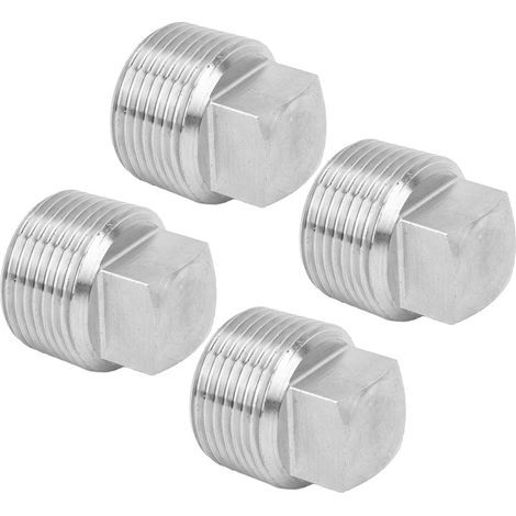 Bouchon carré inox 316 26,5mm, 4 pièces, embout de tuyau, raccord fileté, connecteur de tube, capuchon de finition, accessoire plomberie robuste (1/5)