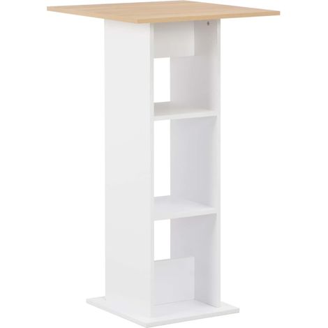 vidaXL Bar Table White and Sonoma Oak 60x60x110 cm (1/5)