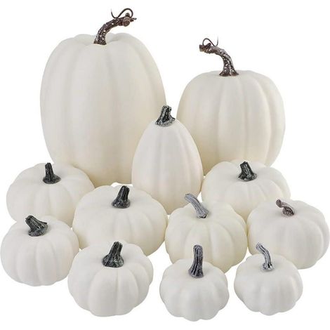 Kürbisse Paket Herbst Thanksgiving Halloween Ernte Deko 12pcs Weiß (1/5)