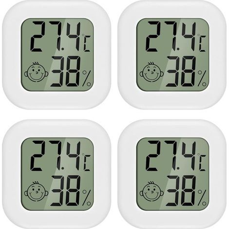 4-Piece Mini LCD Thermometer Hygrometer Indoor Home Thermometer Suitable for Children's Rooms, Elderly People's Rooms, etc. (1/4)