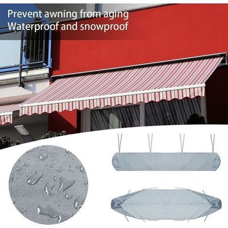 1PC 3.5m Gris Sac de Protection pour Store Banne Housse de Rangement pour Banne Manuel Rétractable Housse de Protection Anti-poussière imperméable pour auvent de terrasse