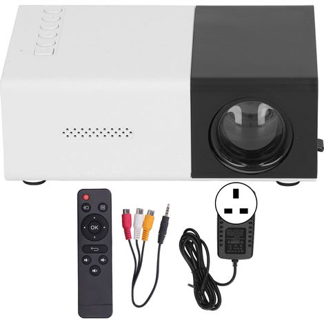 Mini-projecteur noir 1080P avec haut-parleurs intégrés, imagerie par réflexion diffuse, portable pour films, prise UK 100-240V (1/5)