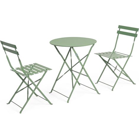 Set Tavolo + 2 Sedie Pieghevoli in Acciaio E-Coating Verde (1/5)