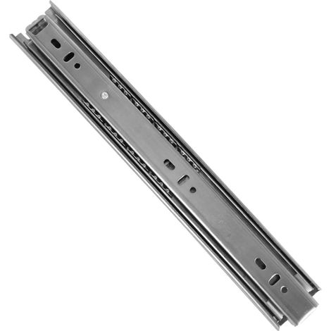 Coulisseau de Tiroir Glissière D'armoire en Acier Inoxydable Argenté, Rail de Guidage 3 Sections, Fermeture Amortie, Double Rangée de Billes Silencieuses, pour Couleur Aléatoire (1/5)