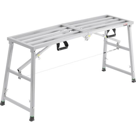 VEVOR Piattaforma di Lavoro, Altezza Regolabile a 4 Marce 1150 mm, Scala Pieghevole in Lega di Acciaio, Piattaforma per Ponteggi Capacita 360 kg, Piedini in Gomma Antiscivolo, per Pulizia Lavaggio
