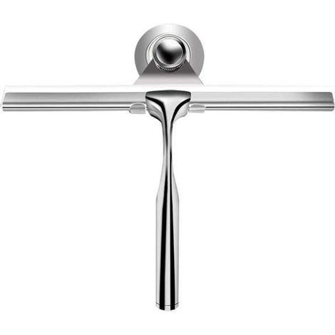 Tergivetro in acciaio inox con lama di ricambio per la pulizia di bagno, specchi, finestre e vetri, in lega di zinco, colore argento, 1 pezzo. (1/5)