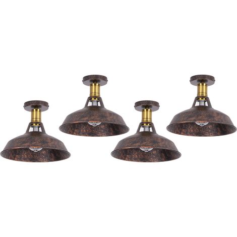 Lampada da Soffitto 27cm Plafoniera Industriale Vintage Ferro Paralume Ruggine Lampada Corridoio Balcone Scale 4PCS (1/5)