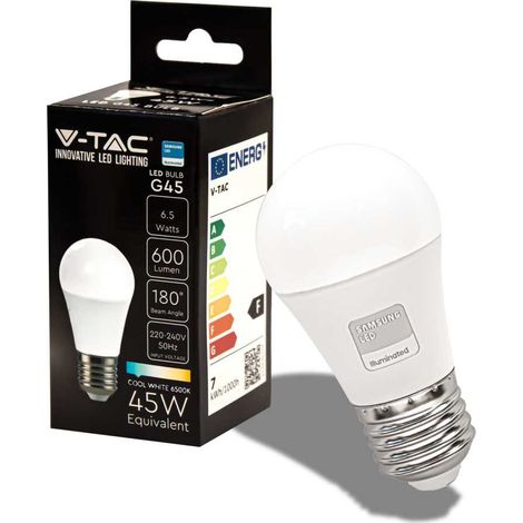 V-tac led ball g45 6,5w e27 6500k vt-290-n 868 21868