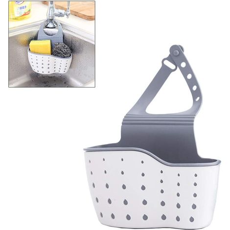 Panier suspendu pour égouttoir, panier suspendu, porte éponge, rangement de salle de bain, évier de cuisine, porte éponge, étagère pour évier, éponge pour savon (beige) (1/5)