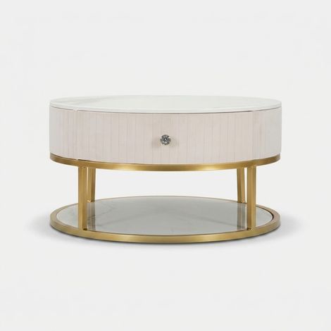 Mesa de centro redonda con cajón Montpellier (1/5)
