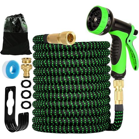 Tuyau d'arrosage Extensible 45M (3x15M) avec 10 Modèles de Pulvérisation Convient aux Robinets de 1/2" et 3/4" Raccords Tuyau flexible et léger pour Jardin, Arrosage, Nettoyage avec Sac de Rangement (1/5)