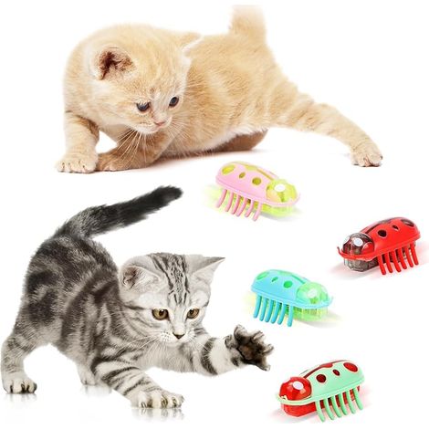 Mini Jouet pour Chat Coccinelle, 4 Pièces ouet Interactif pour Chats, Électrique Mini Automatique Mobile, Électrique Coccinelle Jouet pour Chatons À Jouer (1/5)