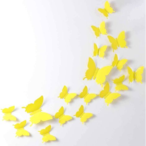 24 autocollants muraux papillons 3D amovibles (1/4)