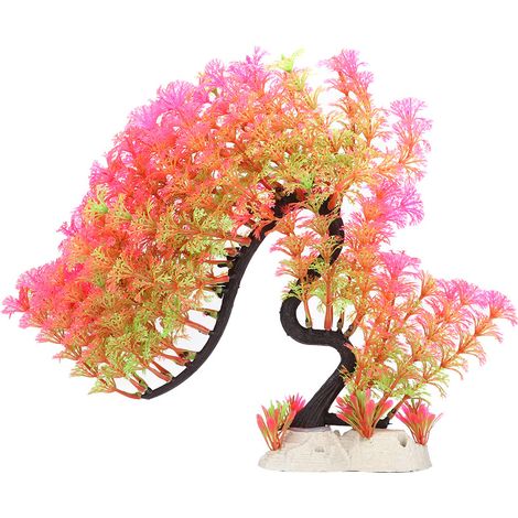 Plante Aquarium En Plastique Arbre Courbé Décoration Réservoir Poisson Simulation Réaliste Pour Maison Bureau - Rose - 1 Pièce (1/5)