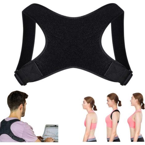 pièce - Ceinture lombaire - Correcteur de posture - Sangle dorsale - Femme et Homme - Noir - Correcteur de posture premium noir (1/5)